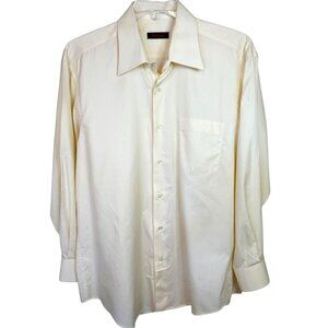 Gariani Dallas Men’s XL Dress Shirt 100% Cotton Pale Yellow Stripe Long Sleeve